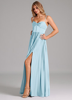 Azazie Tyla Bridesmaid Dresses Sky Blue A-Line Sweetheart Neckline Stretch Satin Dress image6