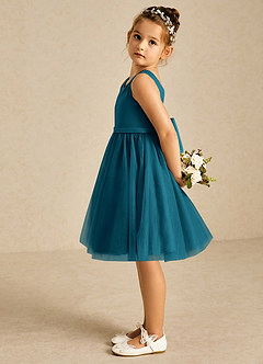 Azazie Sarina Final Sale Black A-Line Bow Tulle Dress image4
