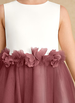 Azazie Louisa Flower Girl Dresses Ivory Amethyst A-Line Sleeveless Tulle Dress image6