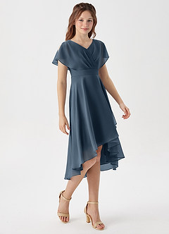 Azazie Graciela Junior Neptune A-Line Pleated Chiffon Dress image5