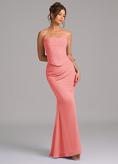 Azazie Sorrel Bridesmaid Dresses Coral Mermaid Corset Chiffon Dress image7