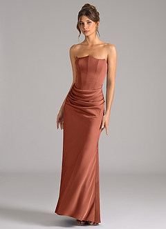 Azazie Debby Bridesmaid Dresses Clay Mermaid Strapless Stretch Satin Convertible Dress image4