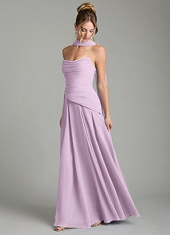 Azazie Gabriela Bridesmaid Dresses Frosted Lilac A-Line Corset Chiffon Dress image4