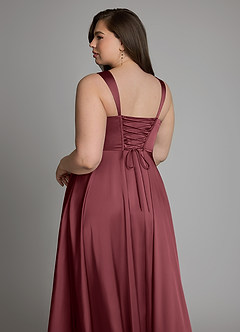 Azazie Azaria Vestidos de madrinha de casamento Vestido Merlot de Cetim elástico de Linha A com Corpete image13