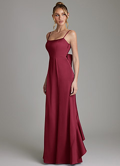 Azazie Zherra Bridesmaid Dresses Burgundy Mermaid Bow Stretch Satin Dress image2