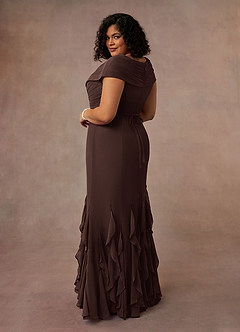 Azazie Bailora Mother of the Bride Dresses Ganache Mermaid Ruched Chiffon Dress image9