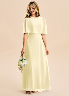 Azazie Maris Junior Robe Trapèze en Mousseline de soie Sorbet Citron image6