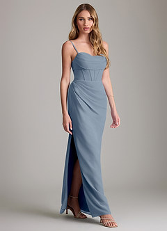 Azazie Mai Bridesmaid Dresses Twilight Sheath Pleated Chiffon Dress image3