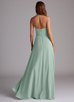 Azazie Wren Bridesmaid Dresses Agave A-Line Side Slit Chiffon Convertible Dress image4
