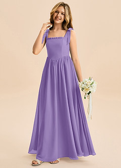 Azazie Delia Junior Abito A-Line in Chiffon Fiocco Tahiti image4