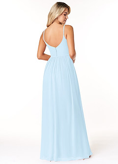 Azazie Rayna Abiti da Damigella Abito A-Line in Chiffon con Scollo a V a Pieghe Azzurro image2
