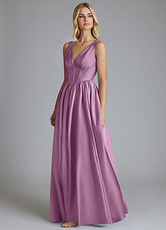 Azazie Delmie Brautjungfernkleider A-Linie Korsett Stretch-Satin Kleid Blauregen image4