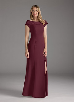 Azazie Cupid Mother of the Bride Dresses Cabernet A-Line Boatneck Lace Chiffon Dress image3