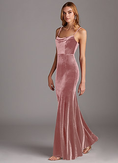 Azazie Solange Vente Finale Robe Fourreau en velours Plissée Black image4