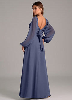 Azazie Annistyn Bridesmaid Dresses Stormy A-Line Long Sleeve Chiffon Dress image2