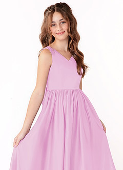 Azazie Hathaway Junior A-Linie Schleifen Matte Satin Kleid Bonbonrosa image5