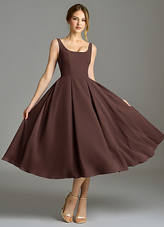 Azazie Amalie Bridesmaid Dresses Ganache A-Line Pleated Chiffon Dress image5