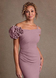 Azazie Gwynne vestidos de madre de la novia Vestido de Rosa Polvorienta de Crepé elástico de Corte Sirena con Vestidos sin tirantes image5