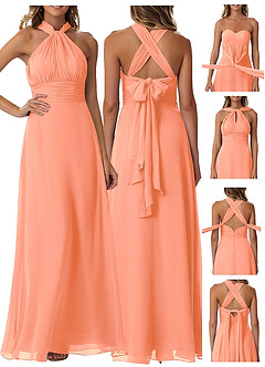 Azazie Fifi Jurken voor bruidsmeisjes Converteerbaar Jurk van Chiffon met A-Lijn Strapless Zonsondergang image9