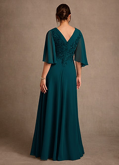Azazie Tilda Mother of the Bride Dresses Pine A-Line Lace Chiffon Dress image2