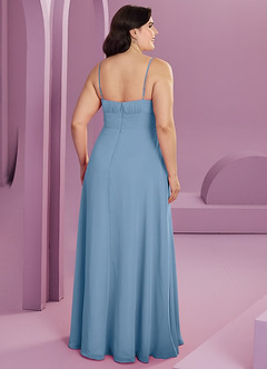 Barbie ♥ Azazie Bridesmaid Dresses Steel Blue A-Line with Pockets Chiffon Dress image2
