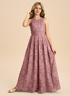 Azazie Bibiane Junior Klä av A-Line i Blommig Utbrändhet Plisserad image6