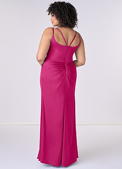 Barbie ♥ Azazie Final Sale Barbie Pink Mermaid Pleated Stretch Satin Dress image8