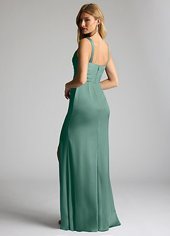 Azazie Elida Robes de demoiselle d'honneur Robe Fourreau en Satin extensible Plissée Eucalyptus image2