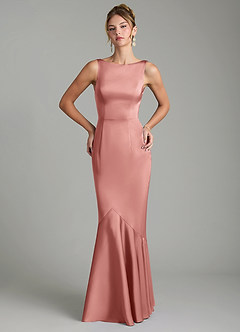 Azazie Tamera Robes de demoiselle d'honneur Robe Sirène en Satin extensible Plissé Rosette image3