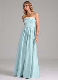 Azazie Lucienne Abiti da Damigella Abito Convertibile A-Line in Raso Elasticizzato Senza Cinturino Nuvola Blu image6