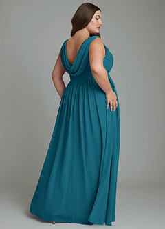 Azazie Novi Brautjungfernkleider A-Linie Plissee Chiffon Kleid Tintenblau image8