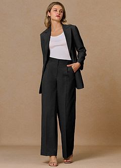 front Margaret Black Cotton Linen Blend 2-Piece Suit