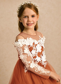 Azazie Lilah Flower Girl Klänningar Klänning A-linje i Tyll Spets image6