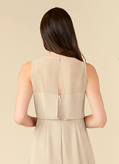 Azazie Marchioness Abiti per la Madre della Sposa Abito A-Line in Chiffon con Scollo a U a Pieghe Champagne image6
