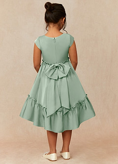 Azazie Lee Final Sale Agave A-Line Bow Stretch Satin Dress image2