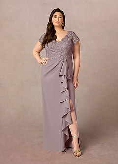 Azazie Carmen Mother of the Bride Dresses Vintage Mauve Sheath Lace Dress image7