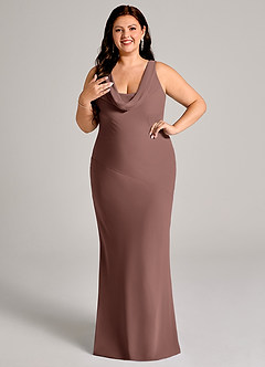 Azazie Rylina Bridesmaid Dresses Espresso Mermaid Pleated Chiffon Dress image10