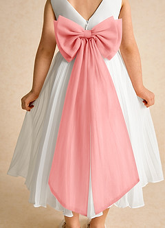 Azazie Margot Flower Girl Dresses Ivory Coral A-Line Pleated Chiffon Dress image8