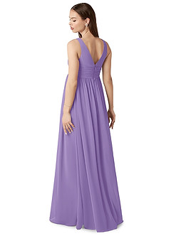 Azazie Yetta Maternity Bridesmaid Dresses A-Line V-Neck Gathered Chiffon Floor-Length Dress image5