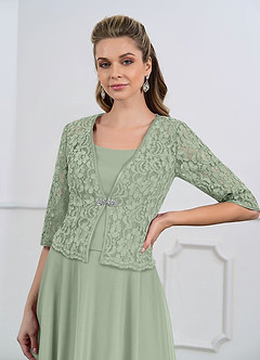 Azazie Myka  Final Sale A-Line Lace Mesh Tea-Length Dress image8