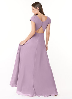 Azazie Hainsly Robes de demoiselle d'honneur Robe Trapèze en Mousseline de soie Encolure en Forme de Cœur Glycine image4