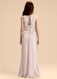 Azazie Bibiane Junior Jurk van Stretch Satijn met A-Lijn Geplooid Blozend Roze image2