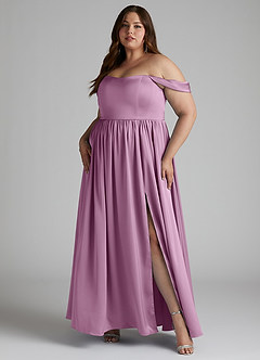 Azazie Morana Brautjungfernkleider Wandelbar A-Linie Schulterfrei Stretch-Satin Kleid Blauregen image12