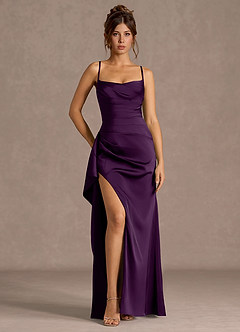 grape color prom dress Azazie Plus Size 2026 Lace Up Column Prom Dress Grape Gown