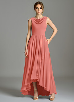 Azazie Wonderland 신부 들러리 드레스 A라인 주름진 쉬폰 비대칭 드레스 image6