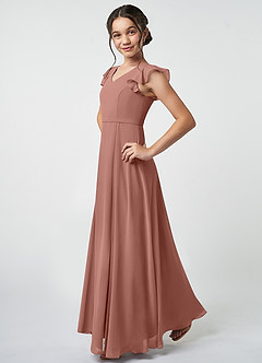 Azazie Claudine Junior Cedar Rose A-Line Pleated Chiffon Dress image3