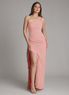 Azazie Latrice Final Sale Rosette Sheath Ruched Chiffon Dress image5