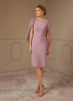Azazie Carmela Mère de la mariée Robes Robe Fourreau en Mousseline de soie Dentelle Rose Poussiéreuse image2