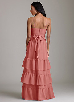 Azazie Nathalia Brudtärnklänningar Klä av A-Linje i Chiffong Rynkad Antik Ros image2