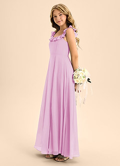Azazie Callie Junior Candy Pink A-Line Ruched Chiffon Dress image7